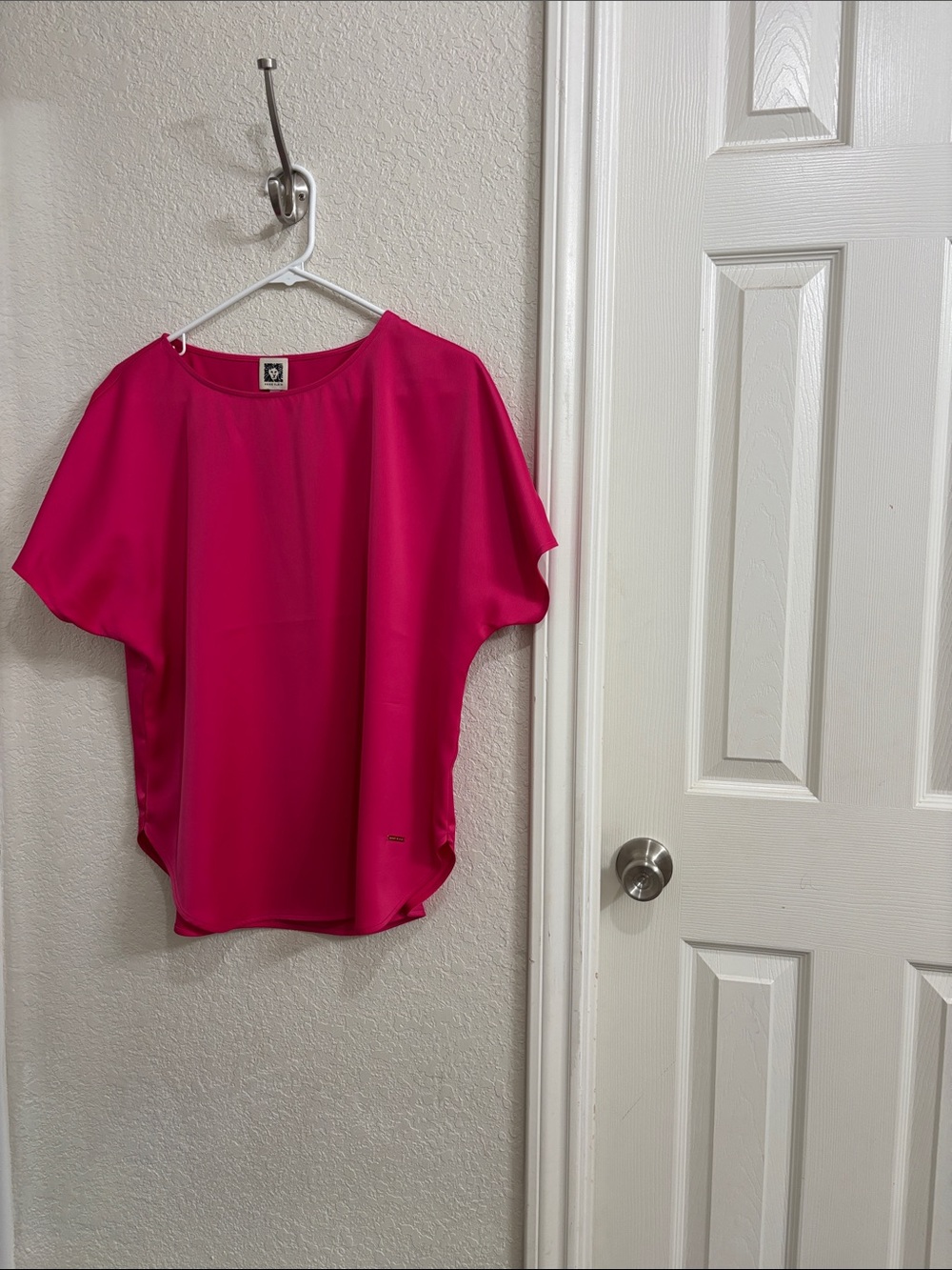 Relaxed Fit Women's Top in Bright Pink Satin